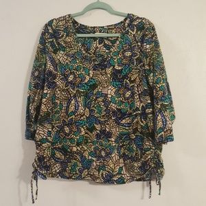 Caribbean Joe Woman 3/4 sleeve blouse 1X blouse